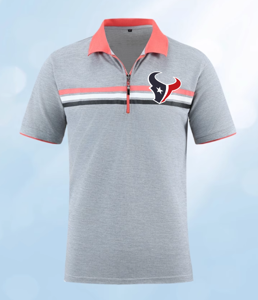 Houston Texans grey Men 2025 NFL polo T shirt